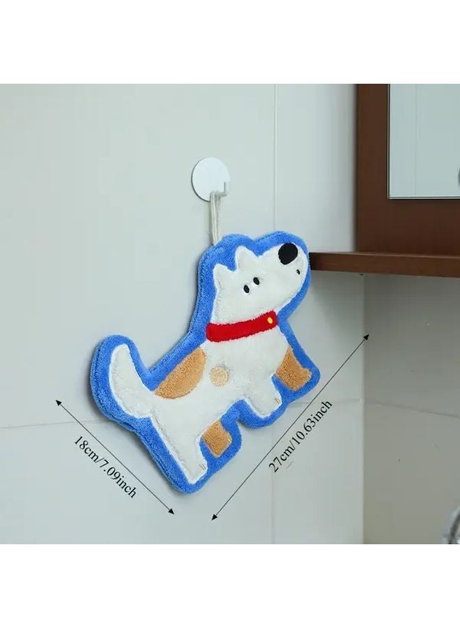 Brown Puppy Hand Towel Super Absorbent Coral Fleece Hanging Design For Kitchen And Bathroom - Image 3